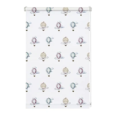 Image de GARDINIA Store Enrouleur Digiprint Ballons à Fixer, pour Lumière du Jour avec Impression, Opaque, Pièces de Montage Incluses, Blanc/Décoré, 70 x 150 cm (l H)