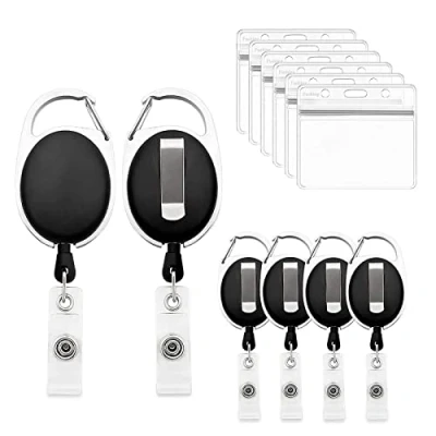 Image de 6 Pièces Badge avec Yoyo, Enrouleur Rétractable, Porte Retractable, Carte étanche, Transparent pour Arte de Visite,Carte D&#039;étudiants, Bus