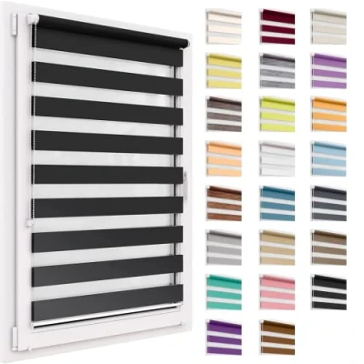 Image de Store Double sans Percer, 35x220 cm Taille du Tissu, Duo Rollo Klemmfix, Translucide Et Obscurcissant, Day&amp;Night, À Enroulement Protection Solaire pour Fenêtres &amp; Portes