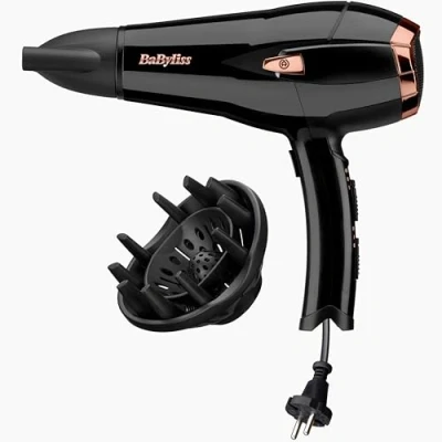 Image de BaByliss Sèche cheveux Cordkeeper avec Technologie Ionique et Cordon Rétractable D373E, Noir, 2000 W