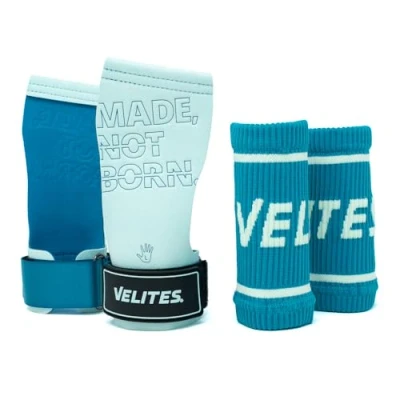 Image de Velites I Quad Pro Manique de Musculation Professionnel Cross Training ou Gymnastique Convient à Toute Surface S&#039;utilise avec du magnésium Comprend des Bandes Libres (Bleu Clair, M)