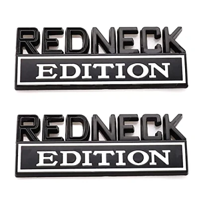 Image de Redneck Edition Lot de 2 emblèmes rechange universels pour voiture, camion, SUV (noir et blanc)