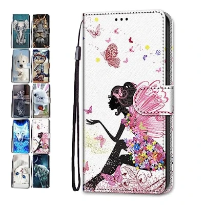 Image de Portefeuille Coque pour Samsung Galaxy S20 Cuir Flip Case Cover Motif avec Fentes de Carte Pochette a Rabat Protecteur Etui Housse Elfes Femelles