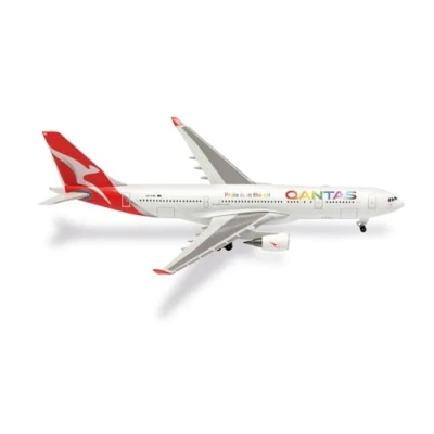 Image de Herpa Maquette Avion Qantas Airbus A330 200 Pride is in The Air VH EBL, echelle 1/500, Model, pièce de Collection, d&#039;avion sans Support, Figurine Metal