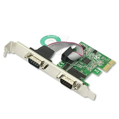 Image de CERRXIAN Carte série PCI Express 2 Ports RS232 DB9 Dual Channel 16C1050 UART Port PCIe d&#039;extension
