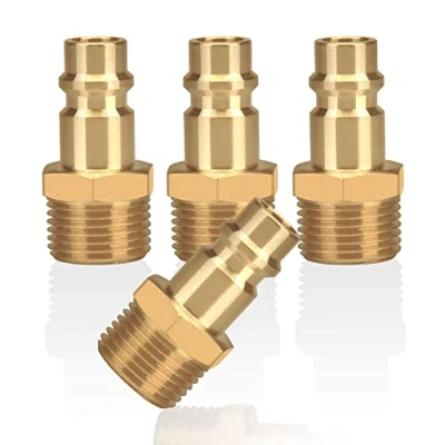 Image de Accouplement à air comprimé 4pc avec filetage extérieur 3/8 &quot;laiton mâle pouce bouchon d&#039;accouplement prise connecteur de tuyau soupape filetée