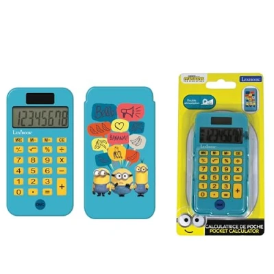 Image de Lexibook Calculatrice de Poche Moi, Moche et Méchant Minions, Fonctions Classiques évoluées, Couvercle Rigide Protection, à Piles, Bleu/Jaune, C45DES