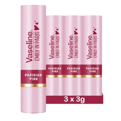 Image de Vaseline x Emily in Paris Parisian Pink Baume à lèvres teinté Stick Édition Limitée (Lot de 3 Pink)