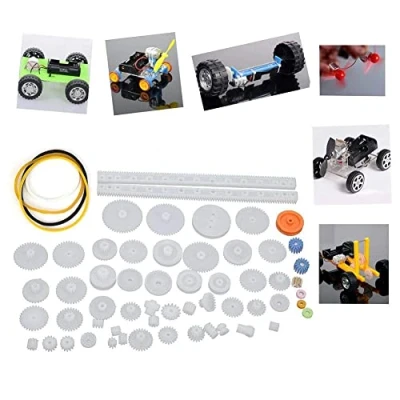 Image de 75Pcs Plastique Engrenage Ensemble, En Courroie Poulie Ver Manches D&#039;arbre Ensemble BRICOLAGE Robot Boîte De Vitesse Moteur Jouet