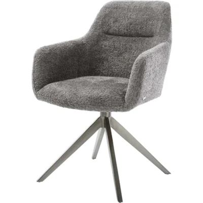 Image de Chaise pivotante Pejo Flex bouclé gris pied croisé large grafiete pivotement sur 360 fonction bascule ressorts ensachés