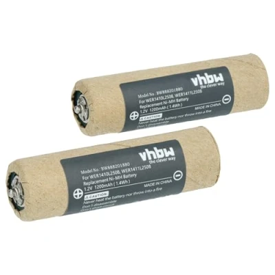 Image de vhbw 2X Batteries Compatible avec Panasonic ER1610, ER1611 Rasoir Tondeuse électrique (1200mAh, 1,2V, NiMH)