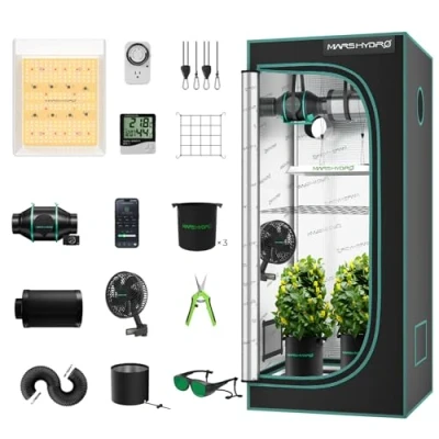 Image de MARS HYDRO Grow Tent Kit Complete TS600 Dimmable Full Specturm System Growing 1680D Indoor with Upgraded 4&quot; Inline Fan Filter