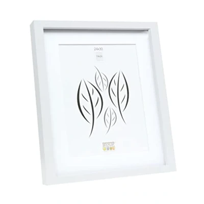 Image de Deknudt Frames S40AK1 P1 Cadre Photo Basic avec Passe Partout Moulure Haute en Bois/MDF Blanc 24 x 30 cm
