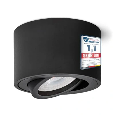 Image de linovum Spot LED Smol Noir Plat et orientable encastrable avec module interchangeable 4 W Blanc chaud 230 V