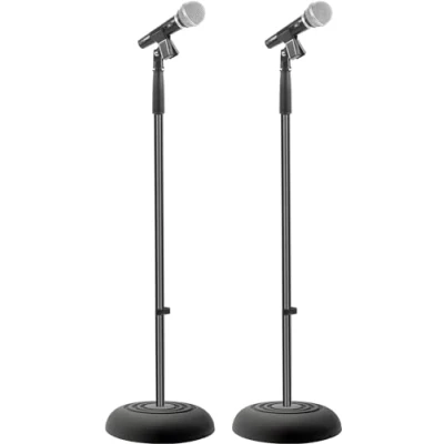 Image de Pyle Pied de micro universelle à base compact Hauteur réglable 85 cm 152 Support avec sol robuste et léger pour studio adaptateur standard 3/8&quot; Paire