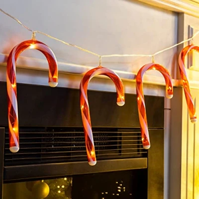 Image de Guirlande lumineuse LED de Noël en forme cannes à sucre pour intérieur Blanc chaud 40 Largeur 180 cm