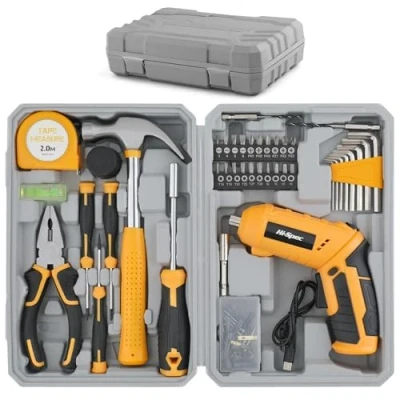 Image de Hi Spec Kit 42 pcs Tournevis Électrique USB 4V &amp; Outils de Maison. Visseuse Sans Fil et Manuels dans une Mallette Compacte
