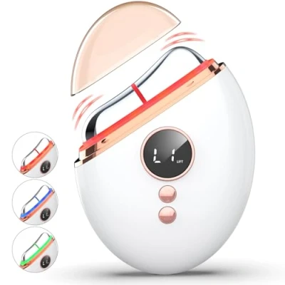 Image de Gua Sha Visage, Profey EMS Sha, Massage Visage Électrique Guasha avec Vibration et Chaleur, Appareil de Lifting Lumière Rouge, Bleu, Vert, Masseur pour Anti Age Rides