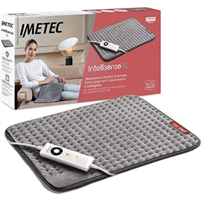 Image de Imetec Intellisense XL, Coussin Chauffant Extra Large 38x50 cm Soulage le Dos et les Jambes 5 Températures, Tissu Micro Peluche, Sécurité Anti Surchauffe, Chauffage Rapide, Lavable en Machine