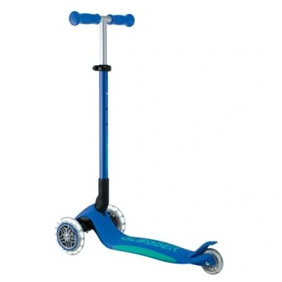 Image de Globber Primo Foldable Plus Lights Trottinette 3 Roues pour Les Enfants de à 9 Ans, Bleu Foncé