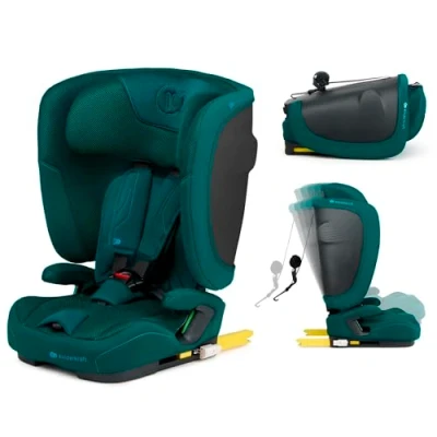 Image de Kinderkraft FIX2GO Siège enfant i size, 76 150 cm avec base Isofix, top tether, sensor électroniques, jusqu&#039;à environ 12 ans, systèmes de sécurité, sellerie haut gamme, inclinable, Vert