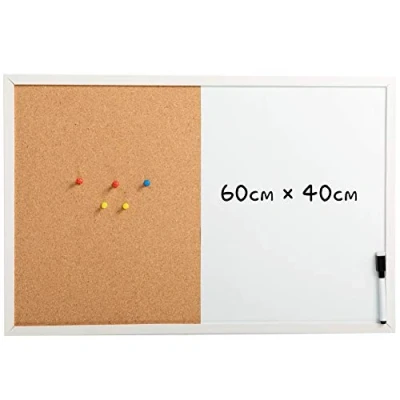 Image de DOEWORKS Tableau mixte en liège magnétique Lavagna magnetica Combinazione Cork Pin Bacheca con cornice (Blanc)