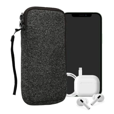 Image de kwmobile Housse Universelle Smartphone Pochette de Protection 17,7 x 8,5 cm pour téléphone Portable XXL 7&quot; en néoprène Anthracite Blanc