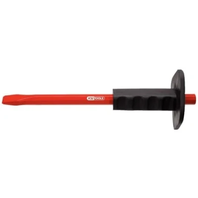 Image de Ciseaux de Maçon Corps Hexagonal Burin Rouge avec Poignée Sécurité Pare coups Ø16 mm L.350mm KS TOOLS 156.0537