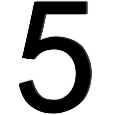 Image de 1 Pièces Autocollant Chiffre Numéro 5 Noir,Numéro de Maison Autocollant,Numéro Porte en Acrylique,pour Bureaux,Boîte Aux Lettres,Porte,Garage(10 cm)