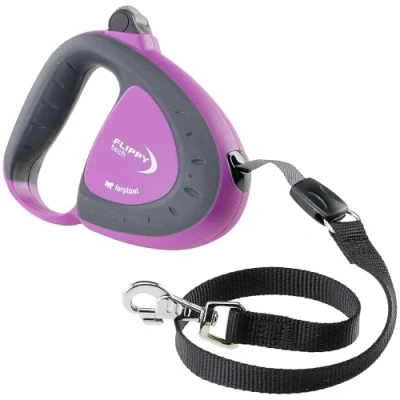 Image de Ferplast Laisse Chien Enrouleur Flippy Tech, Chiens de Taille Moyenne jusqu&#039;à 25 Kg. Sangle Extensible Max 3 m. Bouton Verrouillage et déverrouillage Unique, Violet