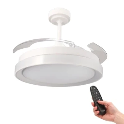 Image de M mimotec Ventilateur de plafond Led Blanc Yeray 56W avec lumière, télécommande, Faible consommation, moteur DC 20W+Lumière 36W, 6 vitesses, fonction été hiver, Silencieux, 3 Pales déployantes