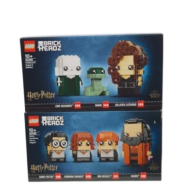 Image de Lego Brickheadz Harry Potter, Hermione, Ron Weasley, Hagrid 4095 + Lord Voldemort, Nagini, Bellatrix Lestrange 40496 Set