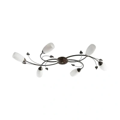 Image de Lindby Plafonnier Stefania à intensité variable (Antique, Classic) en Marron Verre e. a. pour Salon &amp; Salle manger (à 6 lampes, E14), Luminaire Plafonnier, Lampe Plafond, Eclerage Plafond