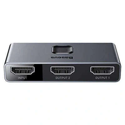 Image de Commutateur répartiteur HDMI Baseus 4K Hub double port pour connexion bidirectionnelle, gris (Modèle: CAHUB BC0G)