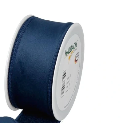 Image de FloristryWarehouse Ruban de Noël en velours bleu 50 mm large sur un rouleau 8 m long avec bord métallique