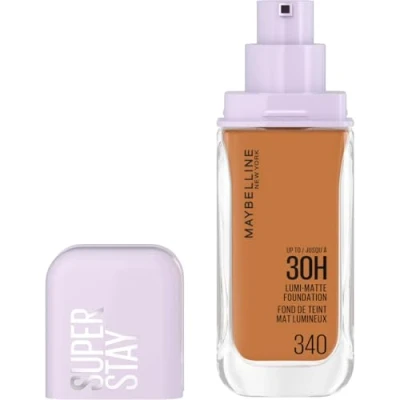 Image de Maybelline New York Fond de Teint Liquide Longue Tenue Ultra Résistant Fini Mat Lumineux Enrichi en Acides Aminés Tous les Types Peau Superstay 30H Lumi Matte Teinte : 340 35ml