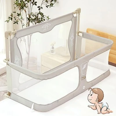 Image de lit bébé, berceau bébé evolutif, cododo bebe avec Moustiquaire, de fenêtre en maille respirante et visible, housse doublure lavable douce alliage d&#039;aluminium robuste ( Color : Crea
