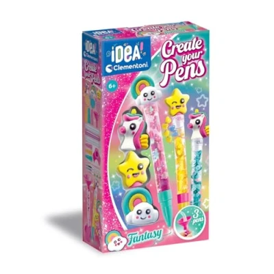 Image de Clementoni Set de stylos colorés Idea, Create Your Pens: Tropical, Stylo Personnalisable, Jeu Créatif Atelier Fille, Enfants 6 Ans, 18790