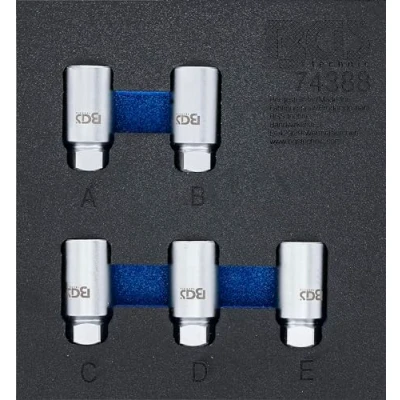 Image de BGS 74388 Insert de servante d&#039;atelier 1/6 : Jeu d’outils pour écrous antivol Tesla 5 pièces