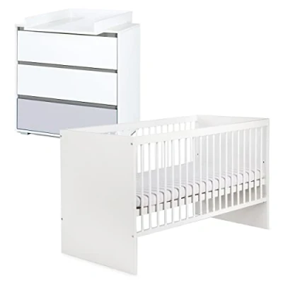 Image de DALIA Ensemble commode à langer et lit bébé convertible 140X70 Blanc