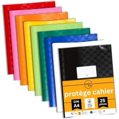 Image de perfect line 25 protège cahier 21x29.7 DIN A4, raphia de couleur, PP recyclable, protege 21x29.7, Fabriqué dans l&#039;UE