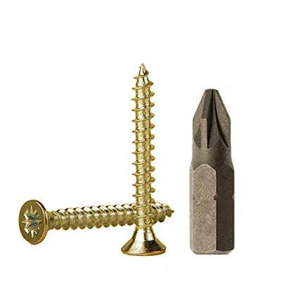 Image de Lot de 1700 vis à bois en acier zingué jaune 3,0 x 30 mm, aggloméré, tête fraisée Pozidriv universelle (1700, mm)