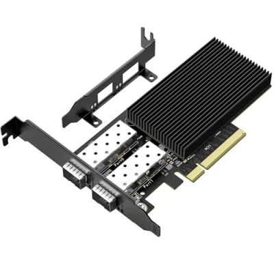 Image de 10Gb Carte Réseau PCIe avec Puce Intel 82599(X520 DA2), VIMIN NIC Double Port 10 Gbps SFP, 10Gbit PCI Express Adaptateur LAN Ethernet Support Windows 7/8/10/11/Linux/VMware, Compatible X8 et X16