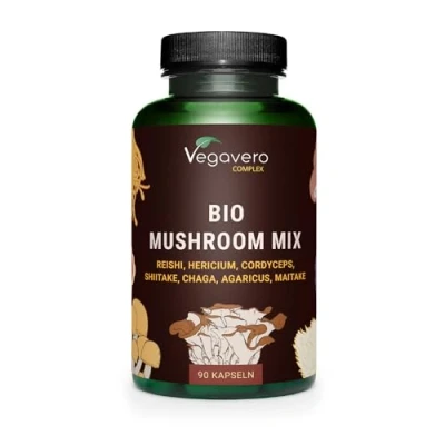 Image de Complexe 7 Champignons BIO Avec Extraits Biologiques : Lions mane, Maïtaké, Shiitake, Cordyceps, Reishi, Chaga, Agaricus 1300 mg Défense Immunitaire Vegan &amp; Sans Additifs Vegavero®