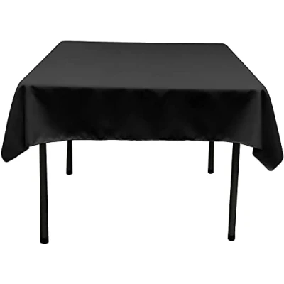 Image de La Nappe Carrée en Lin Polyester Popeline, Polyester, Noir, 132 x 0.04 cm