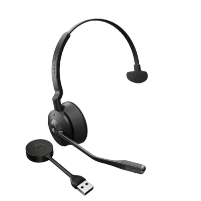 Image de Jabra Engage 55 Micro casque mono sans fil avec adaptateur DECT USB A Link 400, Microphone à réduction de bruit, Portée étendue et protection auditive Certifié MS Teams Noir
