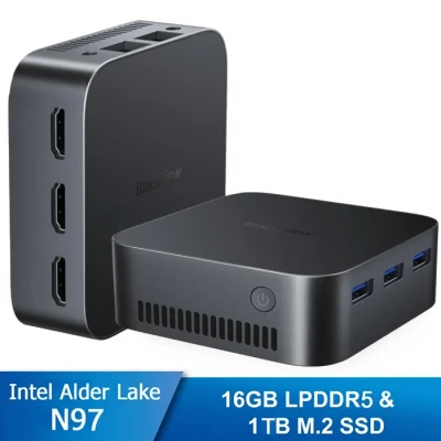 Image de Blackview MP80 Mini PC RAM 16 Go Stockage 1 To M.2 SSD, Windows 11 Pro, WiFi 2.4G+5G, Intel Alder Lake N97, 3.60 GHz Noir