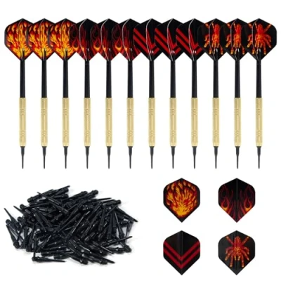 Image de Cheerhom 12pcs Flechette Pointe Plastique Jeu de Fléchettes à Souple＋100pcs Embouts Remplacement Sécurité Sûre et Durable Set pour Cible Electronique