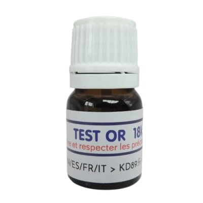 Image de KD89 Test Réactif/solution pour tester l&#039;or, l&#039;argent ou le platine Avec notice multi langues Expertise bijoux, pièces, lingotins 2,5ml (18k)