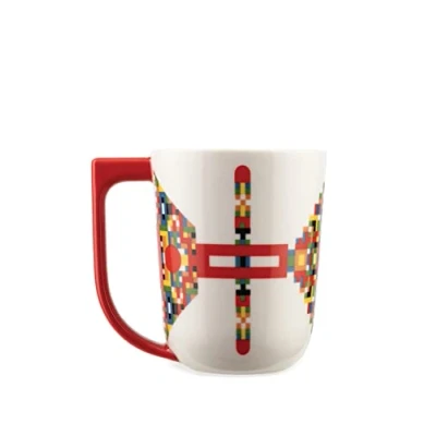 Image de Alessi Holyhedrics ESA09 1 Mug Design aux Dimensions Équilibrées, en Porcelaine Décorée avec Décalcomanie Appliquée à la Main et Anse Dessinée, Capacité 40 cl
